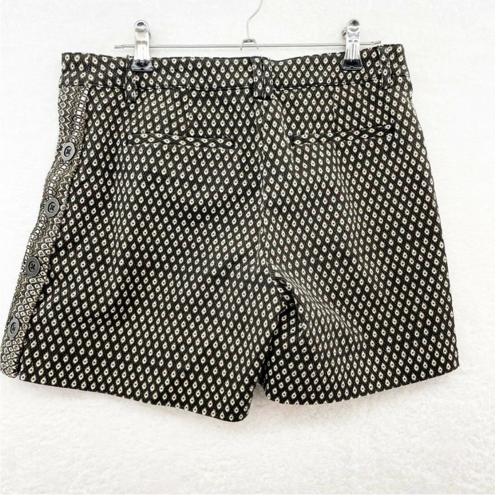 Anthropologie Cartonnier Black Button Side Shorts Geometric Sz 6 high waisted - Picture 6 of 13